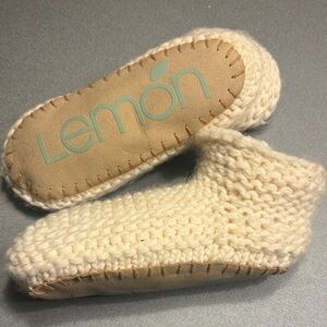 Lemon Soft Cream Knit Baby Booties